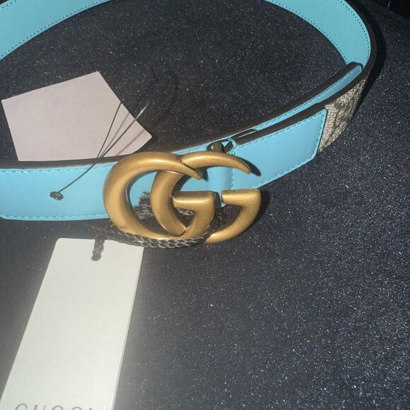 Brand new Gucci Blue and Gold Belt with Iconic GG Buckle size 65 main image 5